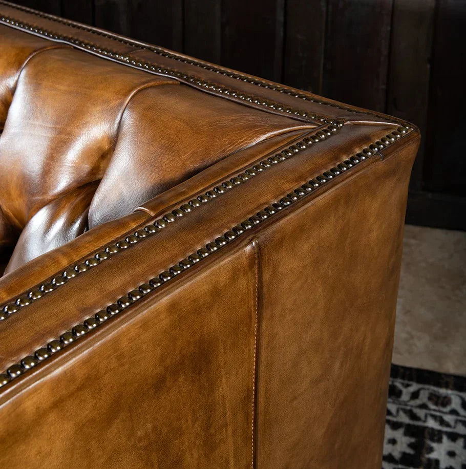 Kingston Tufted Buffalo Leather 3-Seater Sofa – Handcrafted Luxury by J.L.HOME DECOR