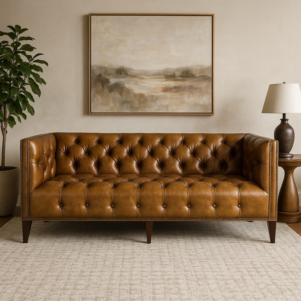 Kingston Tufted Buffalo Leather 3-Seater Sofa – Handcrafted Luxury by J.L.HOME DECOR