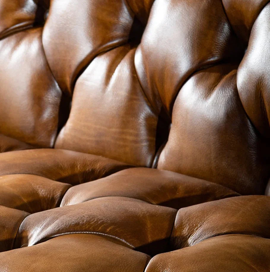 Kingston Tufted Buffalo Leather 3-Seater Sofa – Handcrafted Luxury by J.L.HOME DECOR