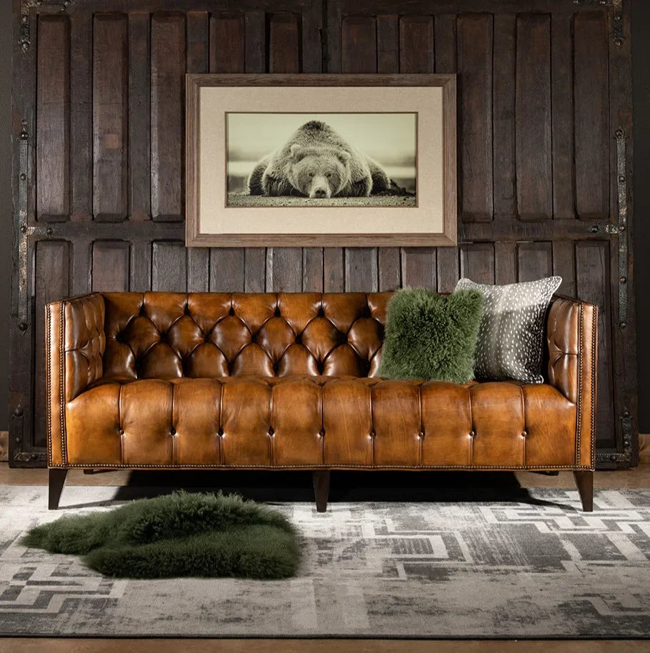 Kingston Tufted Buffalo Leather 3-Seater Sofa – Handcrafted Luxury by J.L.HOME DECOR