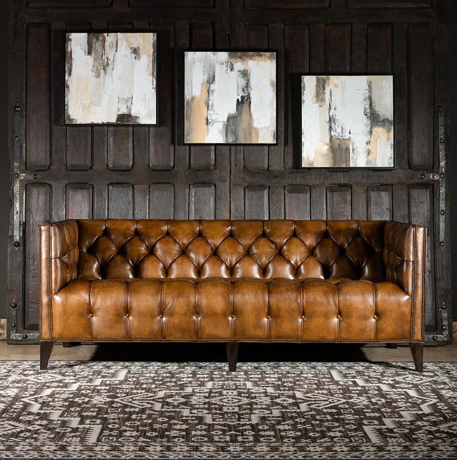 Kingston Tufted Buffalo Leather 3-Seater Sofa – Handcrafted Luxury by J.L.HOME DECOR