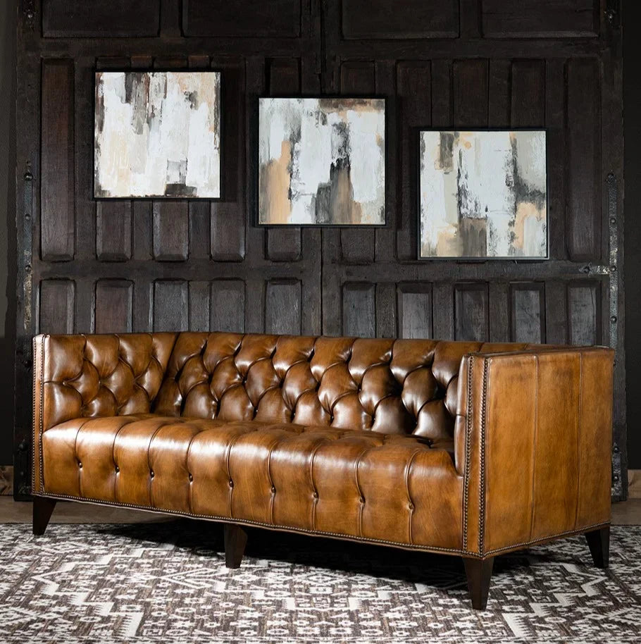 Kingston Tufted Buffalo Leather 3-Seater Sofa – Handcrafted Luxury by J.L.HOME DECOR