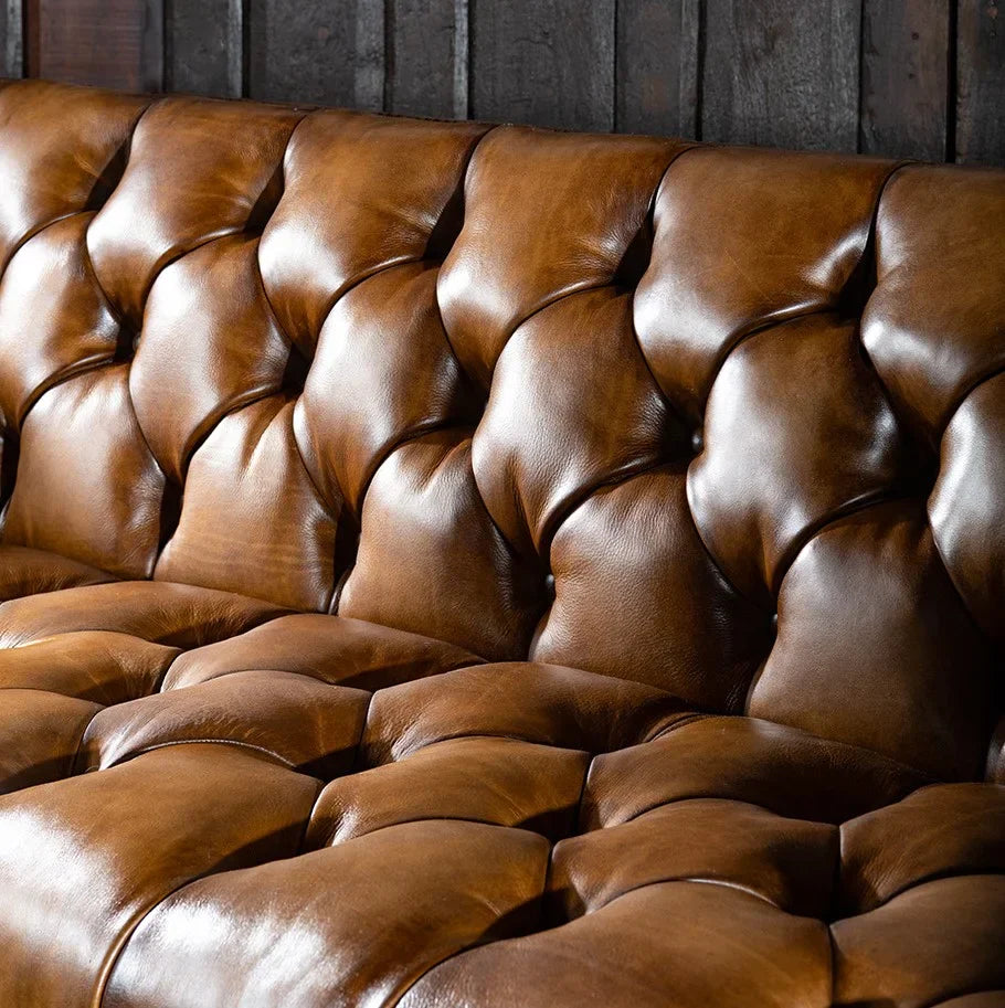 Kingston Tufted Buffalo Leather 3-Seater Sofa – Handcrafted Luxury by J.L.HOME DECOR