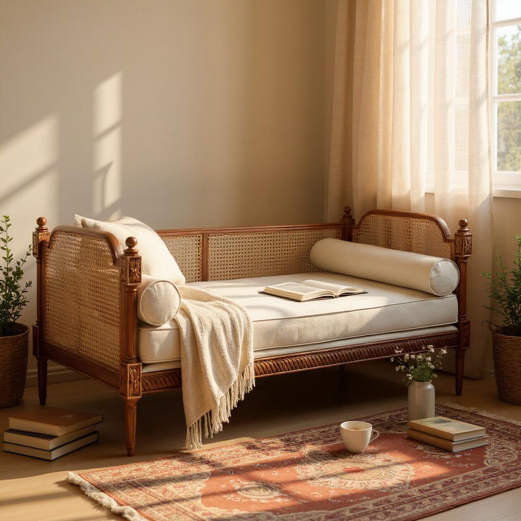 Sereno Natura Rattan Daybed – Handcrafted Solid Wood & Woven Elegance by J.L.HOME DECOR