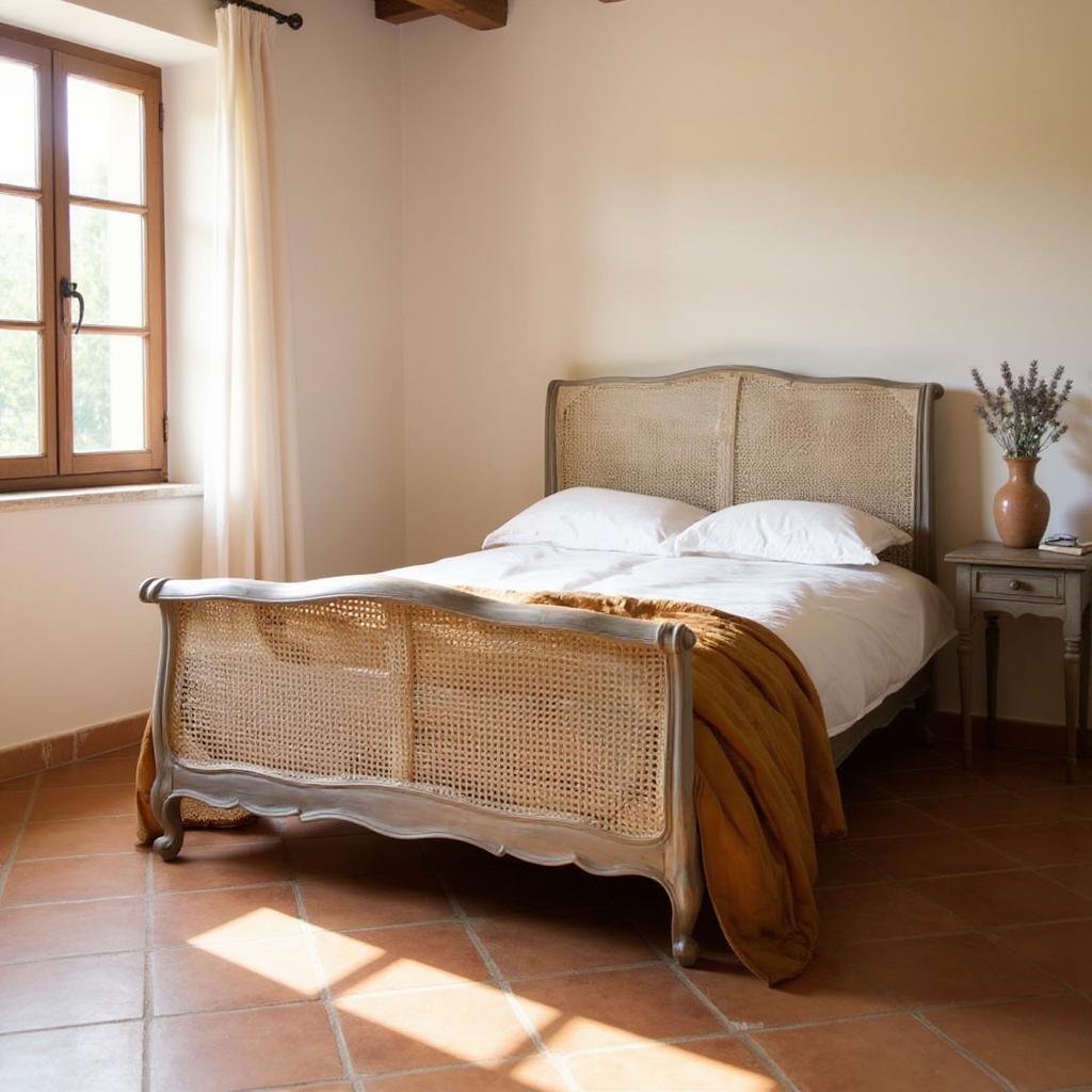 Colonial Reverie Antique Rattan Solid Wood Bed – Rustic White Finish, All Sizes by J.L.HOME DECOR