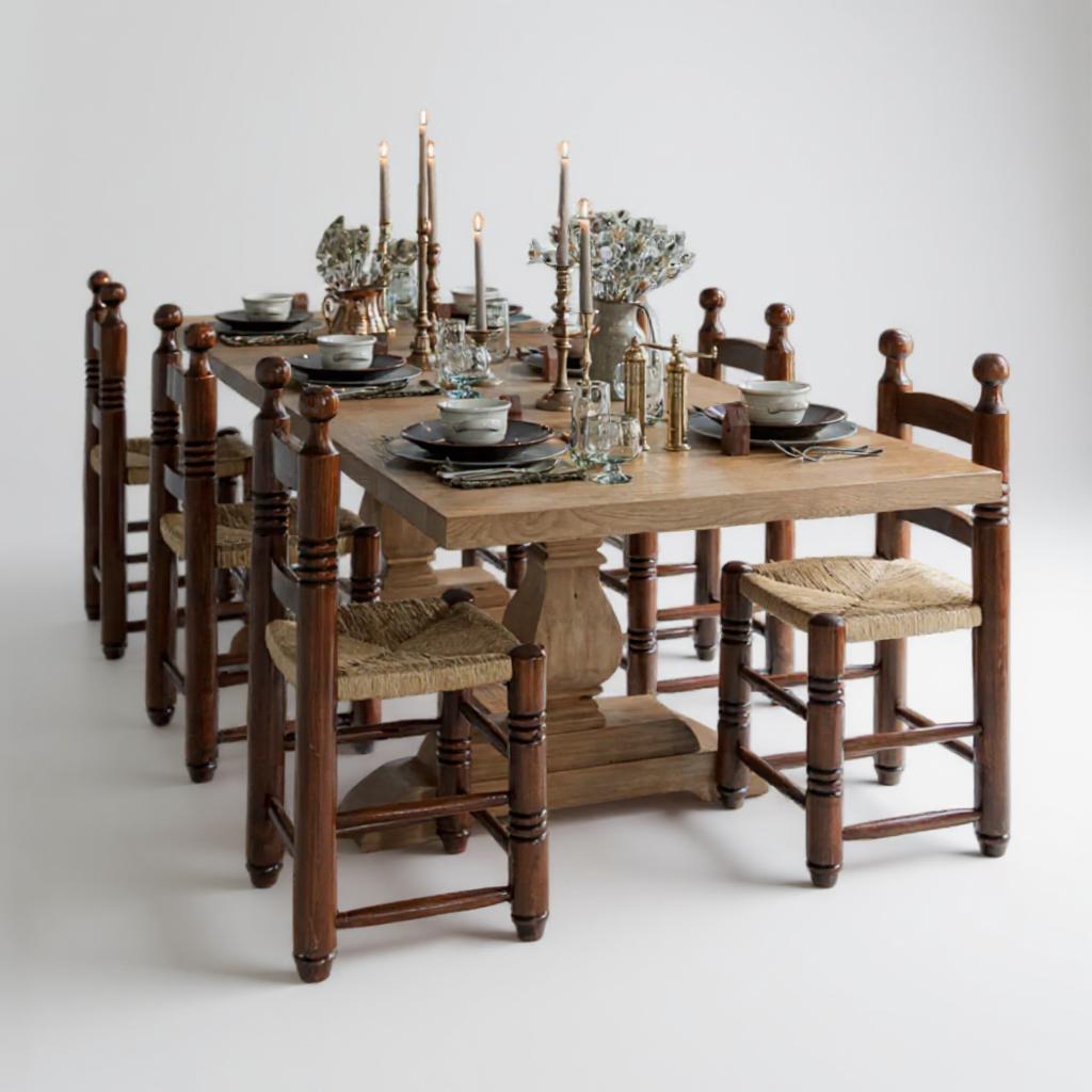 MangoVerve Solid Wood Dining Table Set – 4, 6, 8 Seater in Natural & Walnut Finish by J.L.HOME DECOR