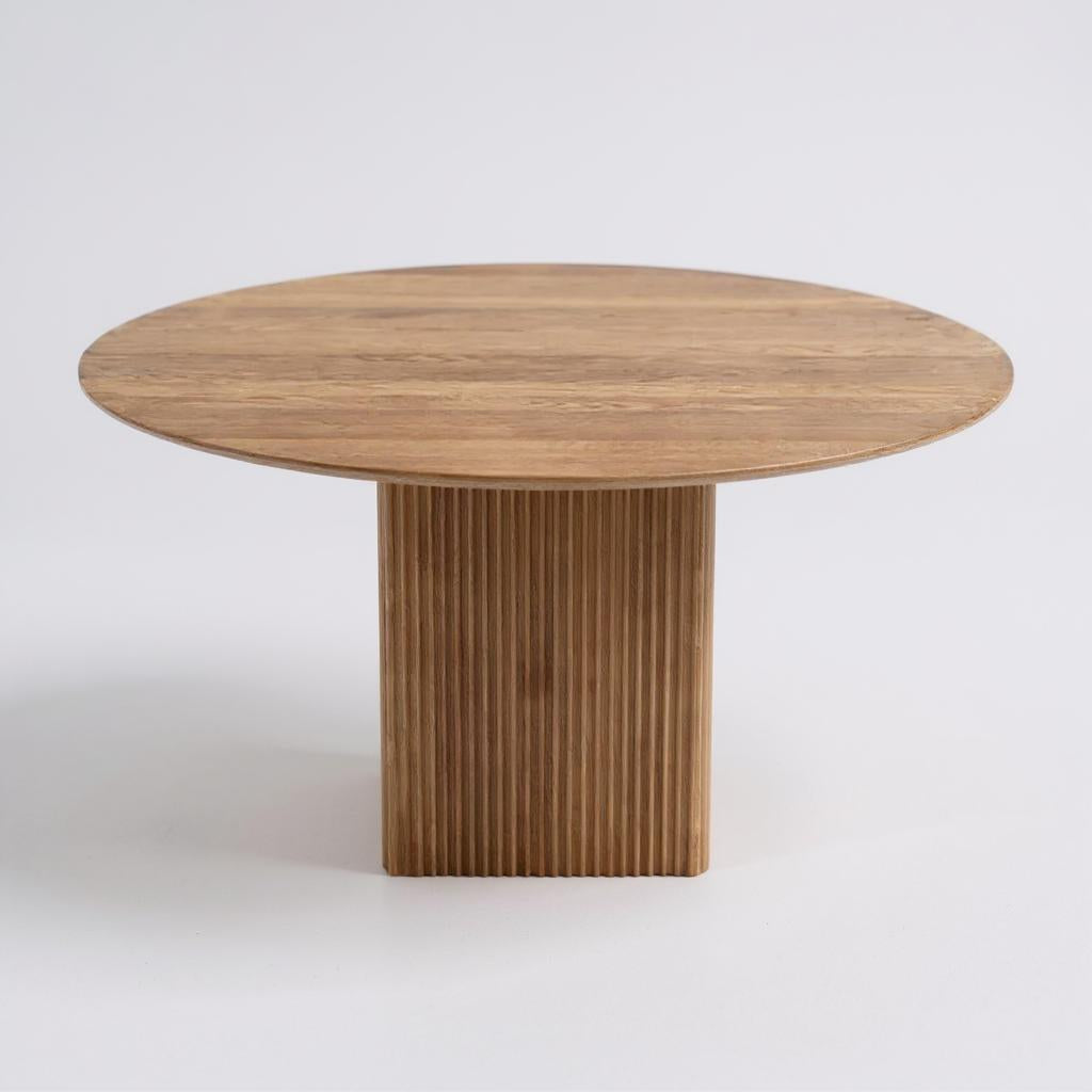 AuraNova Classic Round Solid Wood Dining Table – Brown Finish, 4-Seater by J.L.HOME DECOR