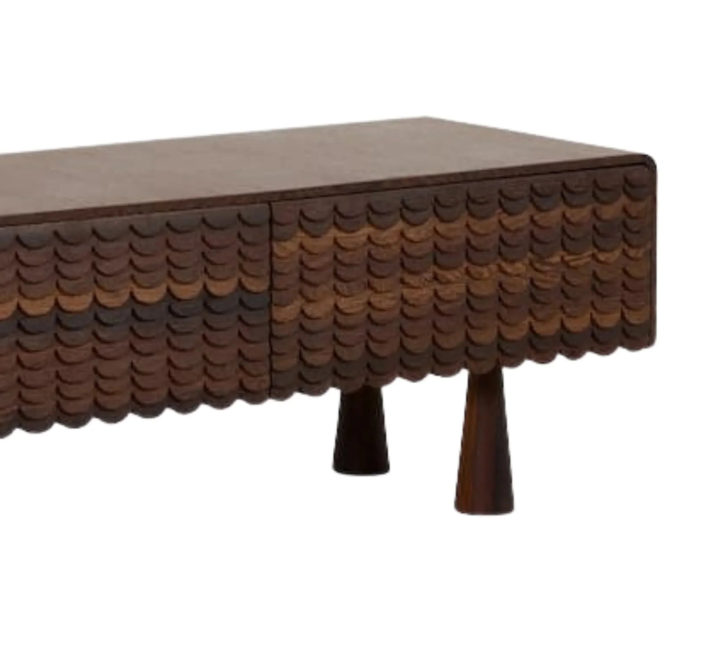 MangoNest Solid Mango Wood Center Table with 2 Drawers – Dark Walnut Finish, Handcrafted by J.L.HOME DECOR