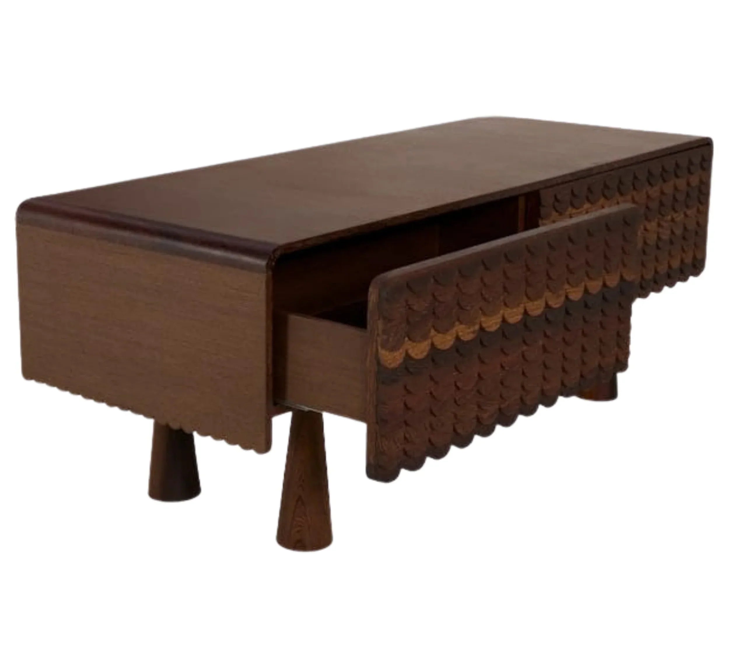 MangoNest Solid Mango Wood Center Table with 2 Drawers – Dark Walnut Finish, Handcrafted by J.L.HOME DECOR