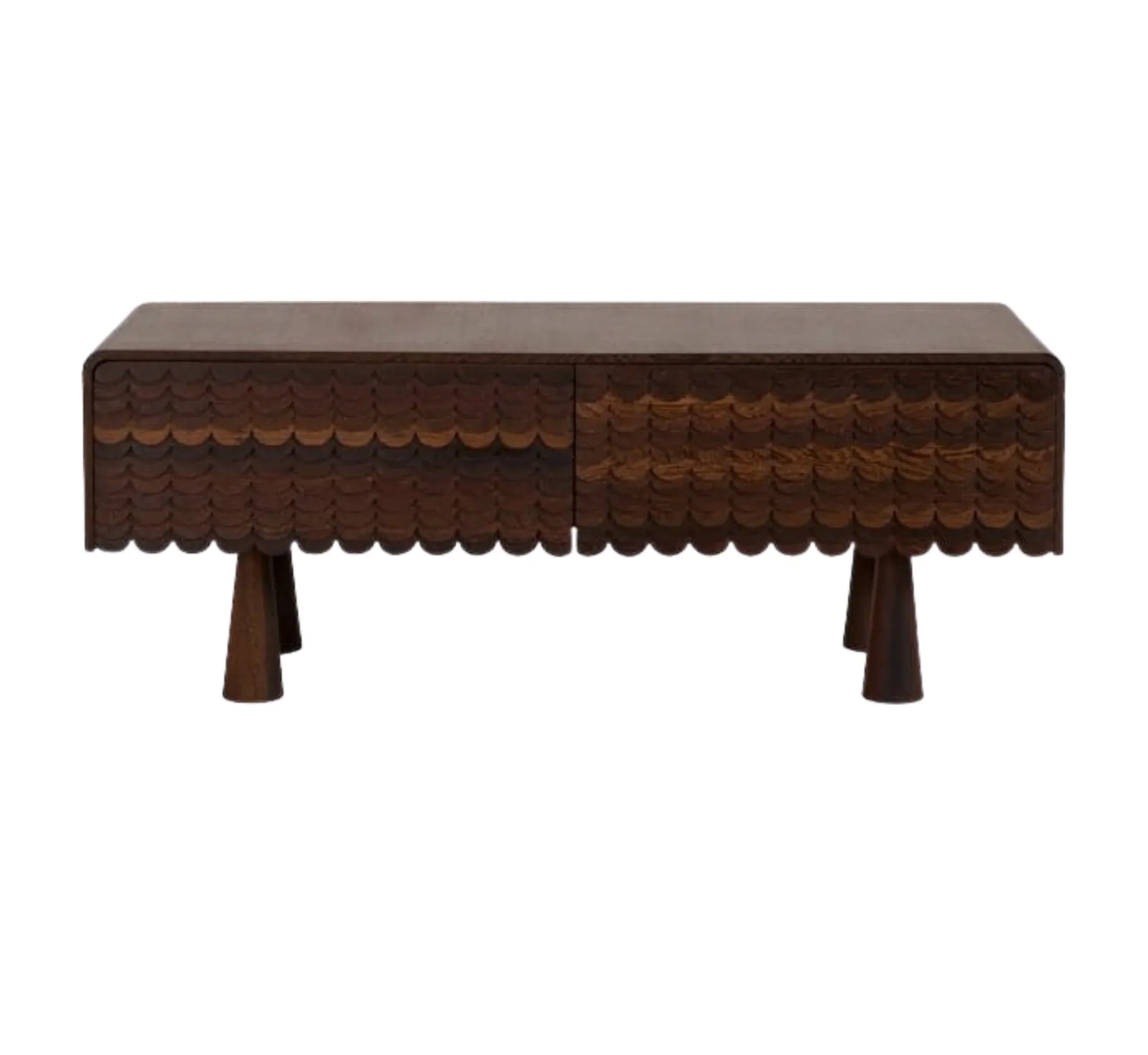 MangoNest Solid Mango Wood Center Table with 2 Drawers – Dark Walnut Finish, Handcrafted by J.L.HOME DECOR