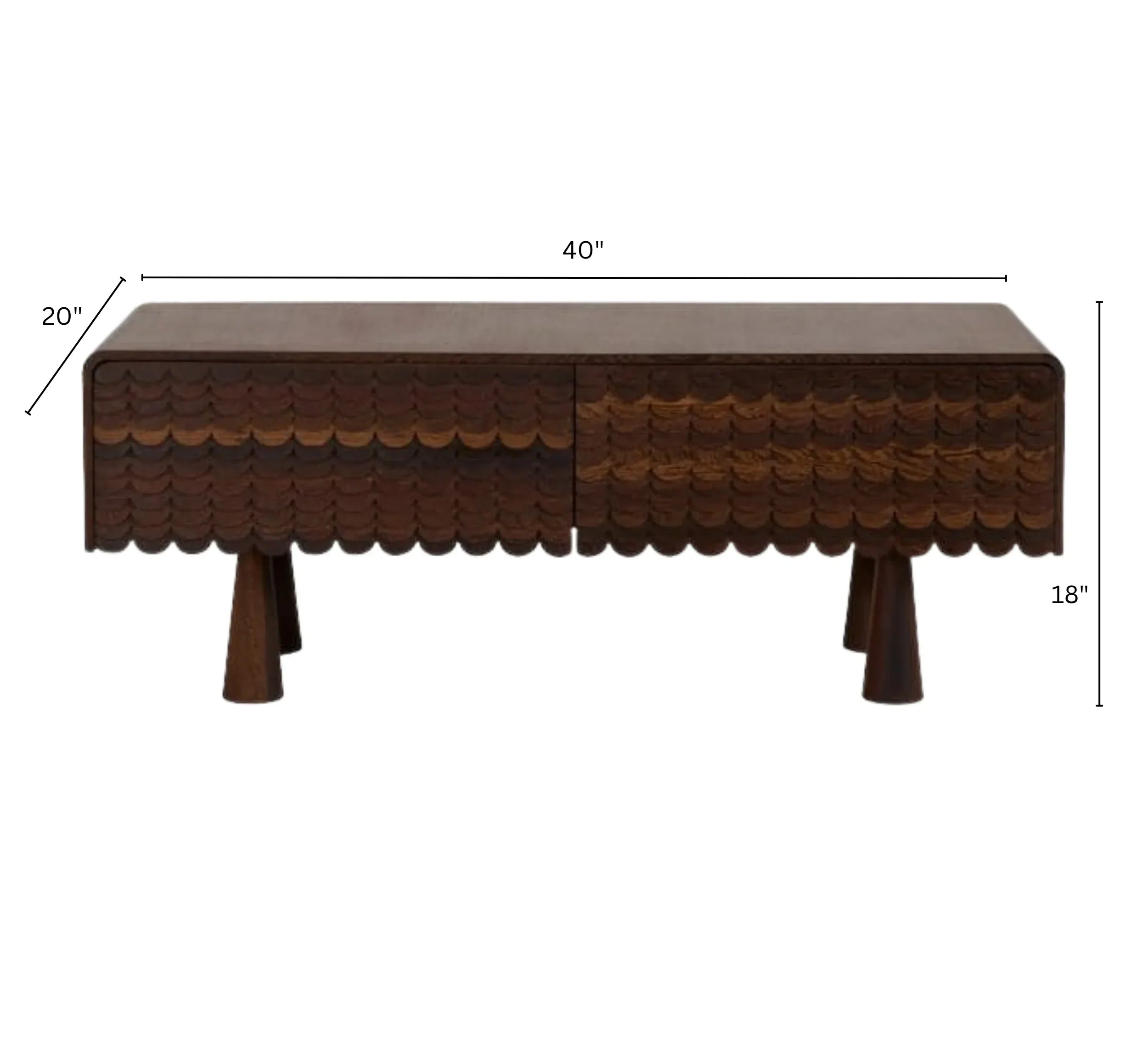 MangoNest Solid Mango Wood Center Table with 2 Drawers – Dark Walnut Finish, Handcrafted by J.L.HOME DECOR