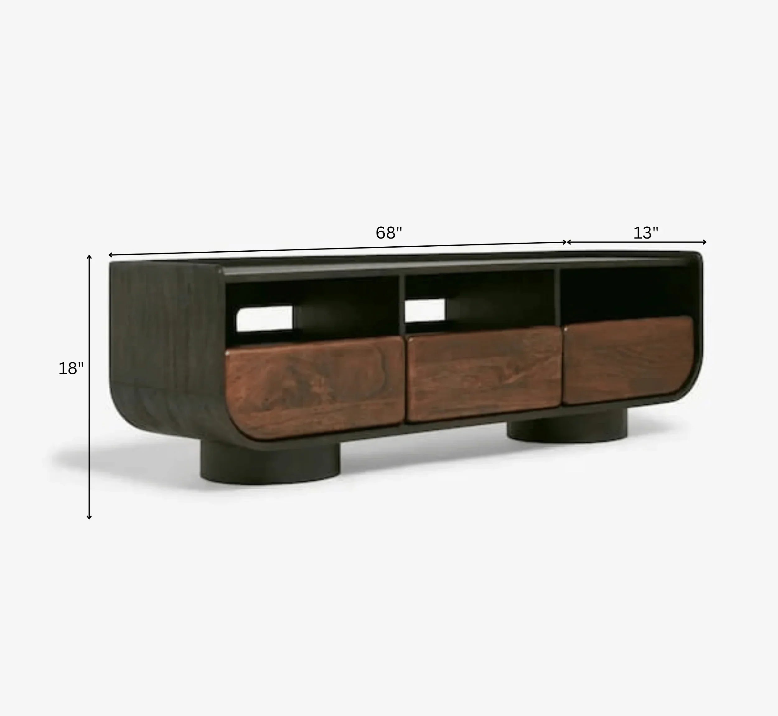 NoirModern Black-Walnut Solid Mango Wood TV Console – Handcrafted Entertainment Unit by J.L.HOME DECOR