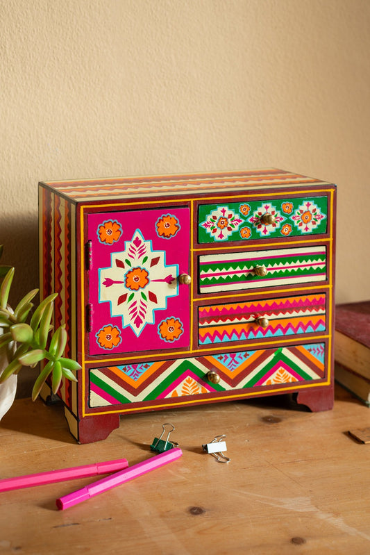 Indian Wooden Handcrafted Handmade Hand Painted Chest of Drawers for Home Decor ,Bedroom Table,Side Table