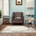 Brown sofa adding elegance to a cozy living room.

