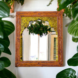 Aesthetic Mirror | Mirror Design | Heritage Echoes: Vintage Handpainted Mehrab Mirror (35x40cm)