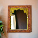 Aesthetic Mirror | Mirror Design | Heritage Echoes: Vintage Handpainted Mehrab Mirror (35x40cm)