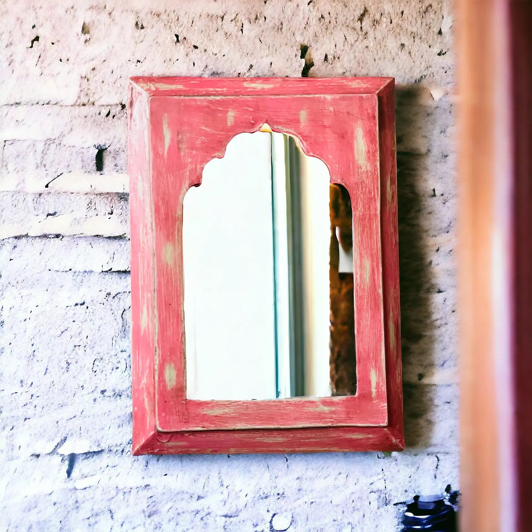 Blush of Elegance: Rustic Pink Mirror Frame 25x35cm Mirror  accent piece jlhomedecor2021.myshopify.com