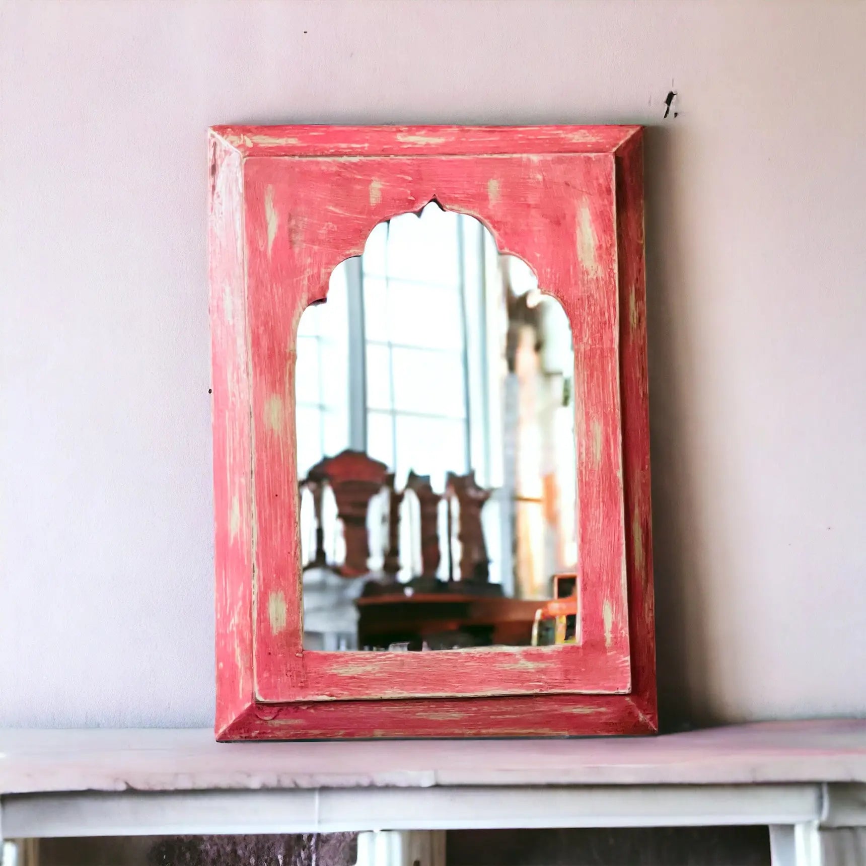 Blush of Elegance: Rustic Pink Mirror Frame 25x35cm Mirror  accent piece jlhomedecor2021.myshopify.com