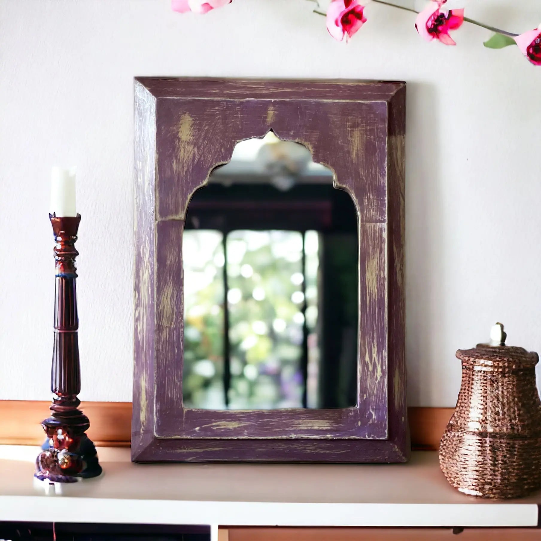 Decorative Wall Mirror | Rustic Charm: Purple Mirror Frame 25x35cm Mirror  accent piece jlhomedecor2021.myshopify.com