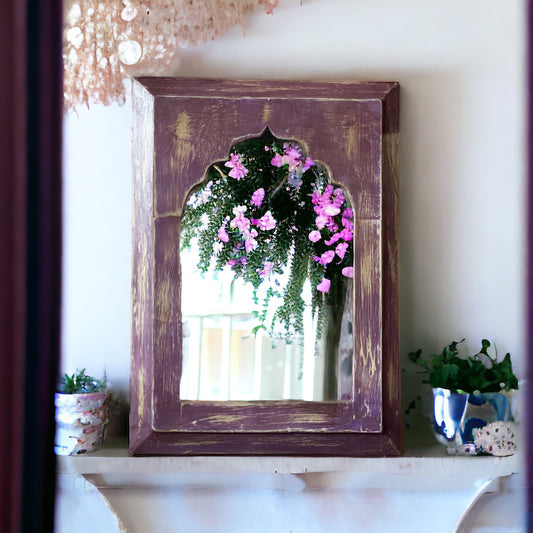 Decorative Wall Mirror | Rustic Charm: Purple Mirror Frame 25x35cm