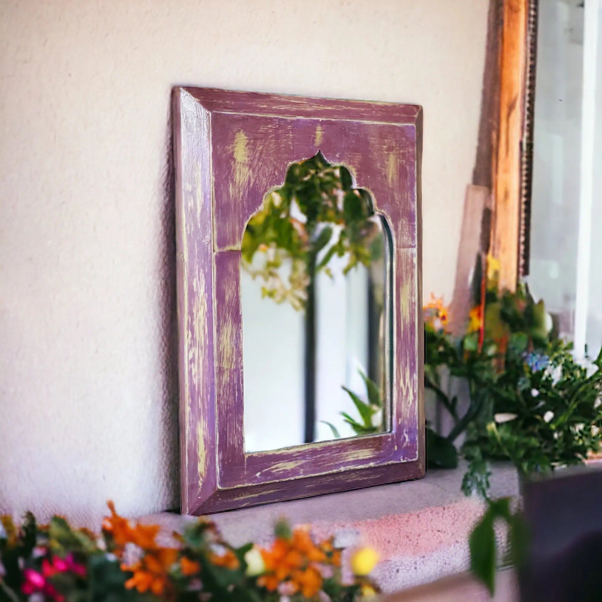 Decorative Wall Mirror | Rustic Charm: Purple Mirror Frame 25x35cm Mirror  accent piece jlhomedecor2021.myshopify.com