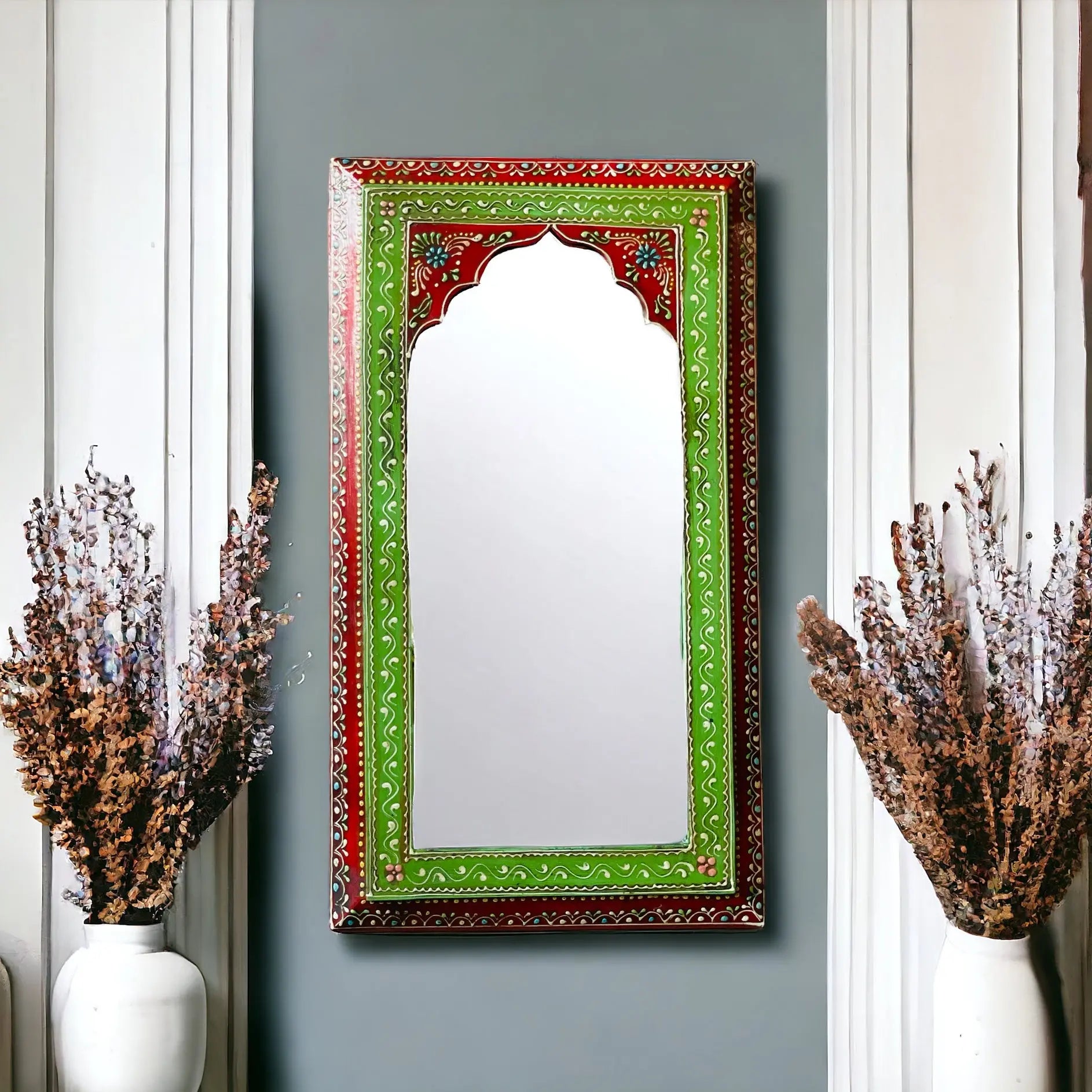 Artisanal Splendor: 25x46cm Handpainted Mirror Mirror  accent piece jlhomedecor2021.myshopify.com