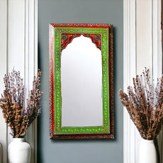 Artisanal Splendor: 25x46cm Handpainted Mirror