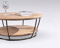 natural wood coffee table/center table for the living room/Round Coffee Table Wooden & Metal