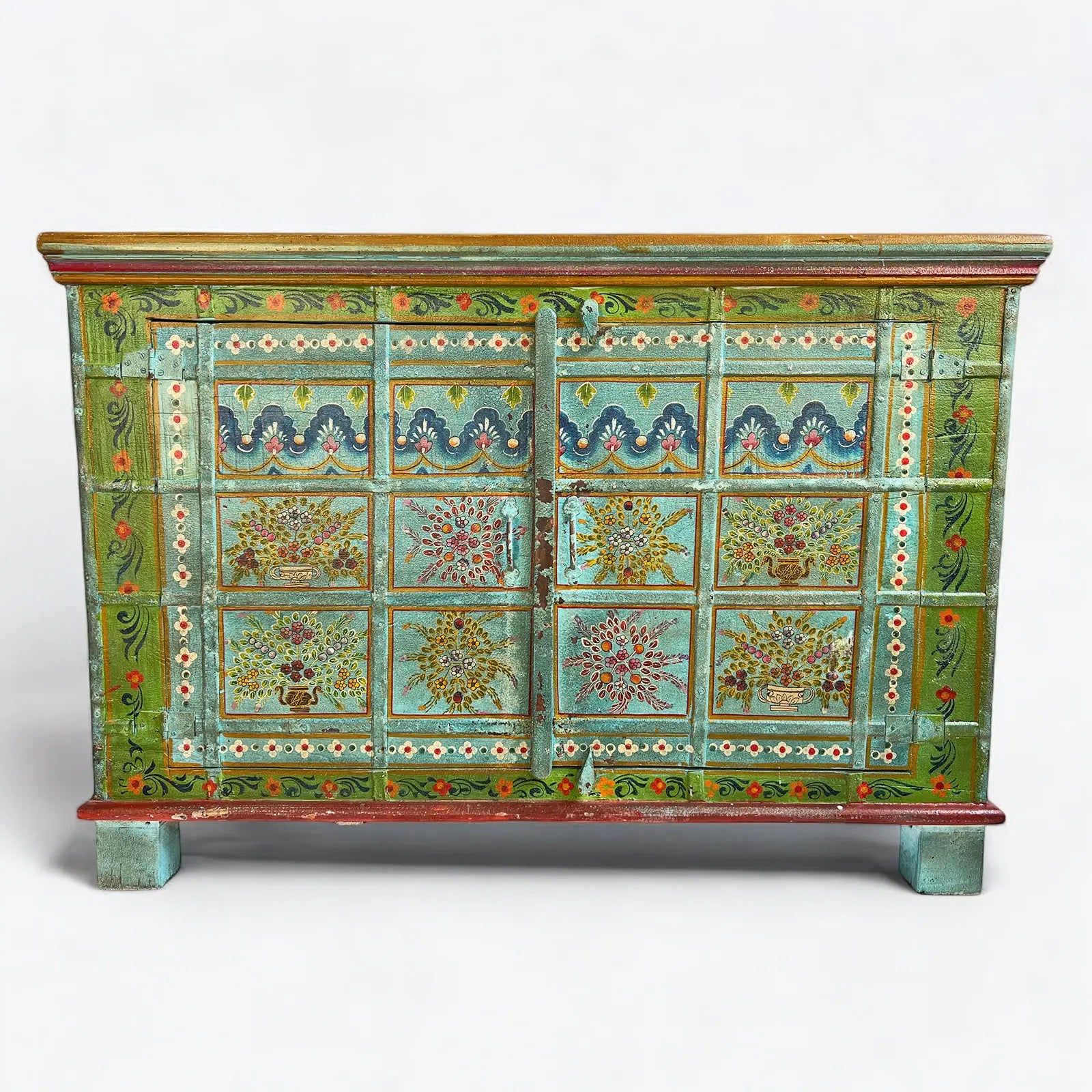 Rajasthani Striking Colorful Solid Wood Cabinet Cabinet  Antique Rajasthani Cabinet jlhomedecor2021.myshopify.com