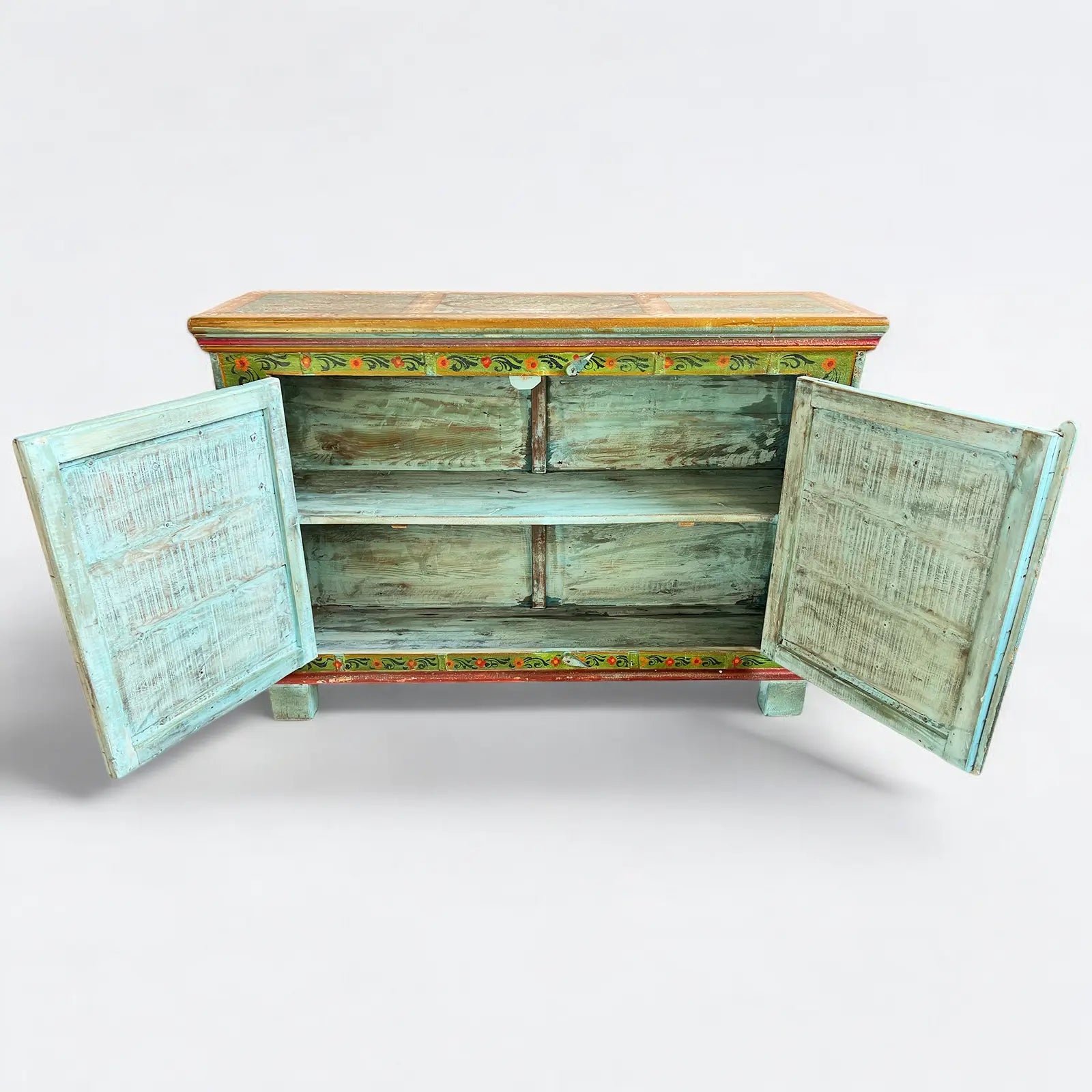 Rajasthani Striking Colorful Solid Wood Cabinet Cabinet  Antique Rajasthani Cabinet jlhomedecor2021.myshopify.com