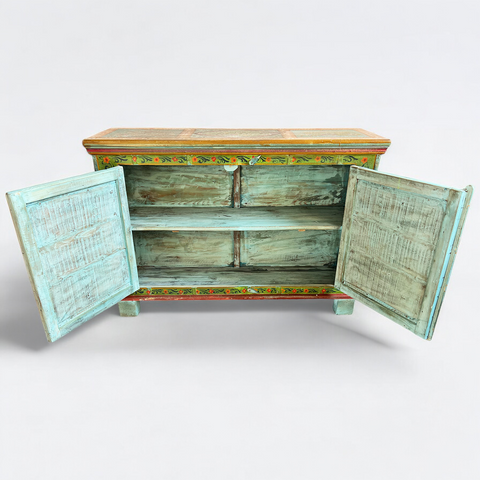 Rajasthani Striking Colorful Solid Wood Cabinet