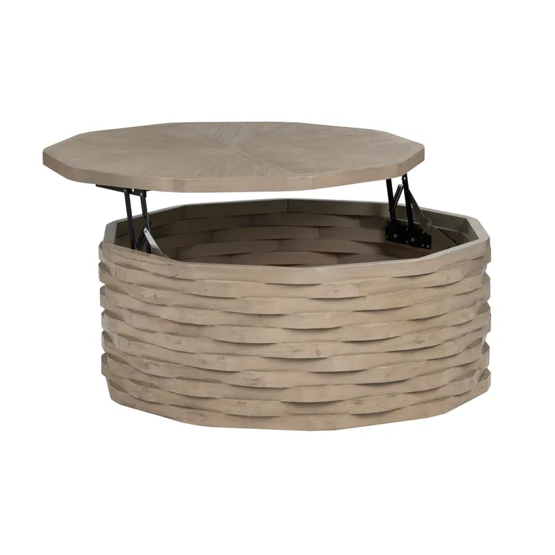 Round carved coffee table 