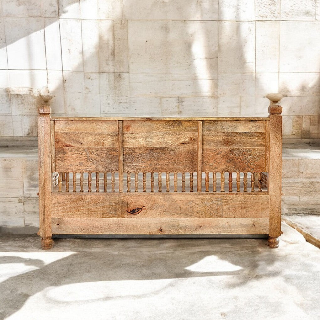 The Maharaja Wooden Sofa Set | 3+2+1 Handmade Mango Wood Seating ( White Engraving )