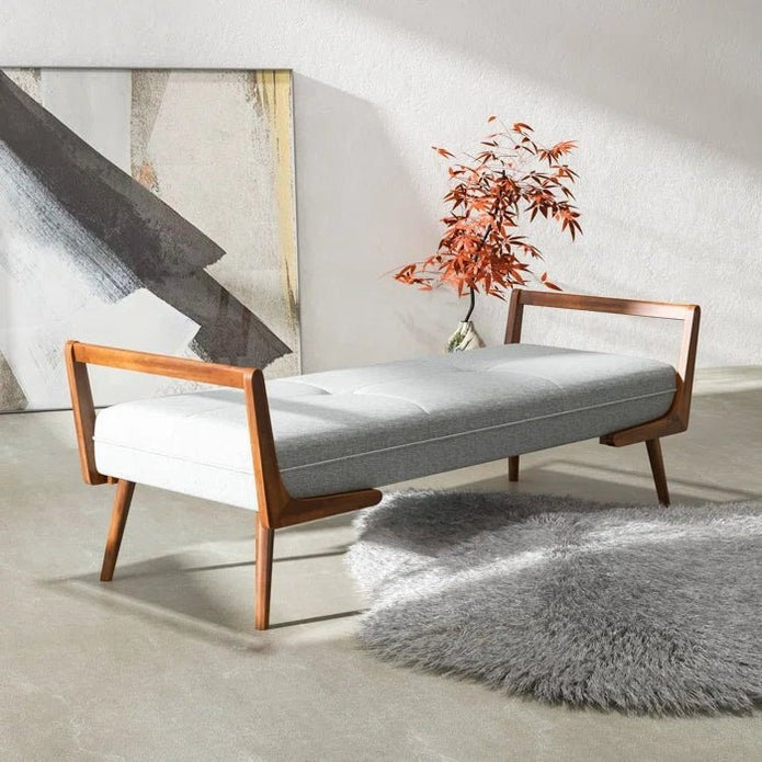 Functional entryway bench for seating and storage.
