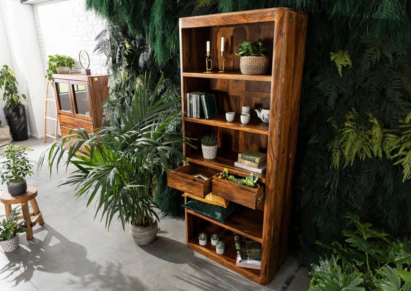 Shelf Sheesham 88x40x205 walnut | Wooden Bookshelf Bookshelf 10. Wooden dining chair jlhomedecor2021.myshopify.com