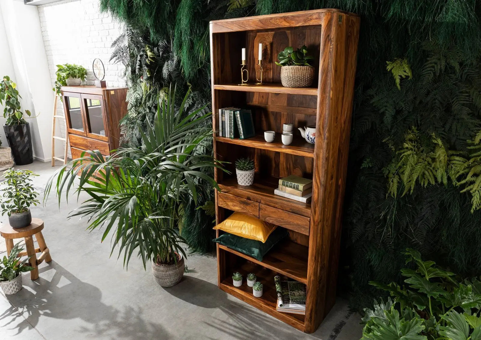 Shelf Sheesham 88x40x205 walnut | Wooden Bookshelf Bookshelf 10. Wooden dining chair jlhomedecor2021.myshopify.com
