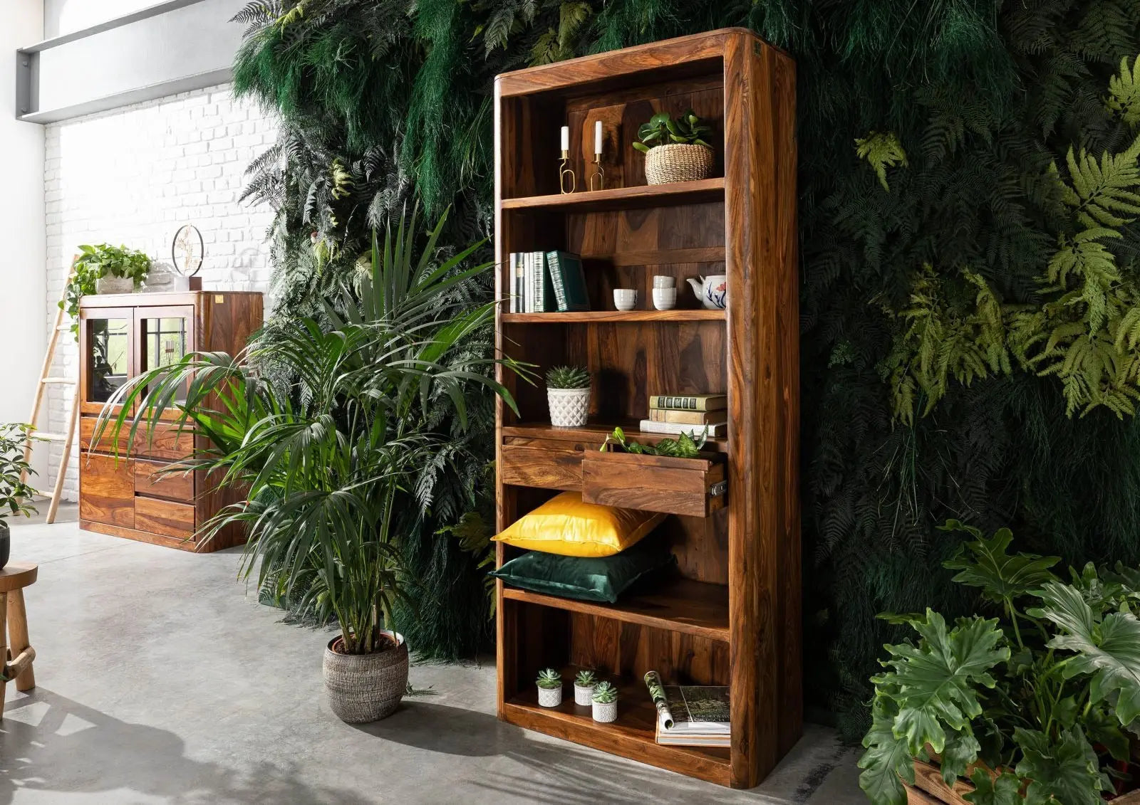 Shelf Sheesham 88x40x205 walnut | Wooden Bookshelf Bookshelf 10. Wooden dining chair jlhomedecor2021.myshopify.com