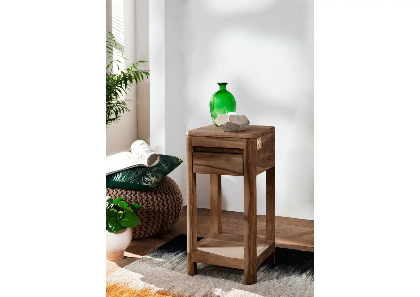 Side table Sheesham 30x30x60 smoked cherry stained side Table 30cm side table jlhomedecor2021.myshopify.com