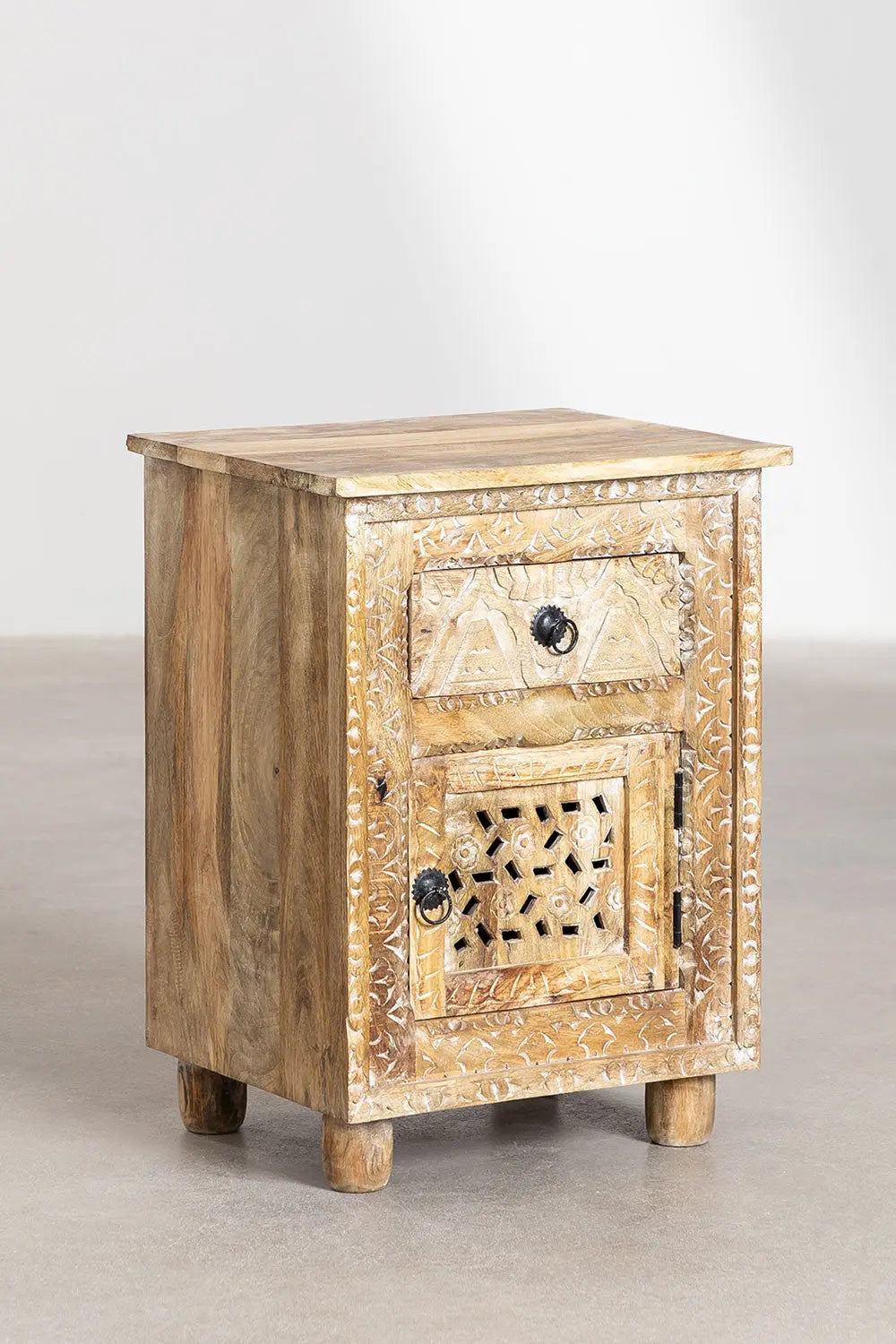 Stylish Mango Wood Bedside Table Bedside Table Artisan Craftsmanship jlhomedecor2021.myshopify.com