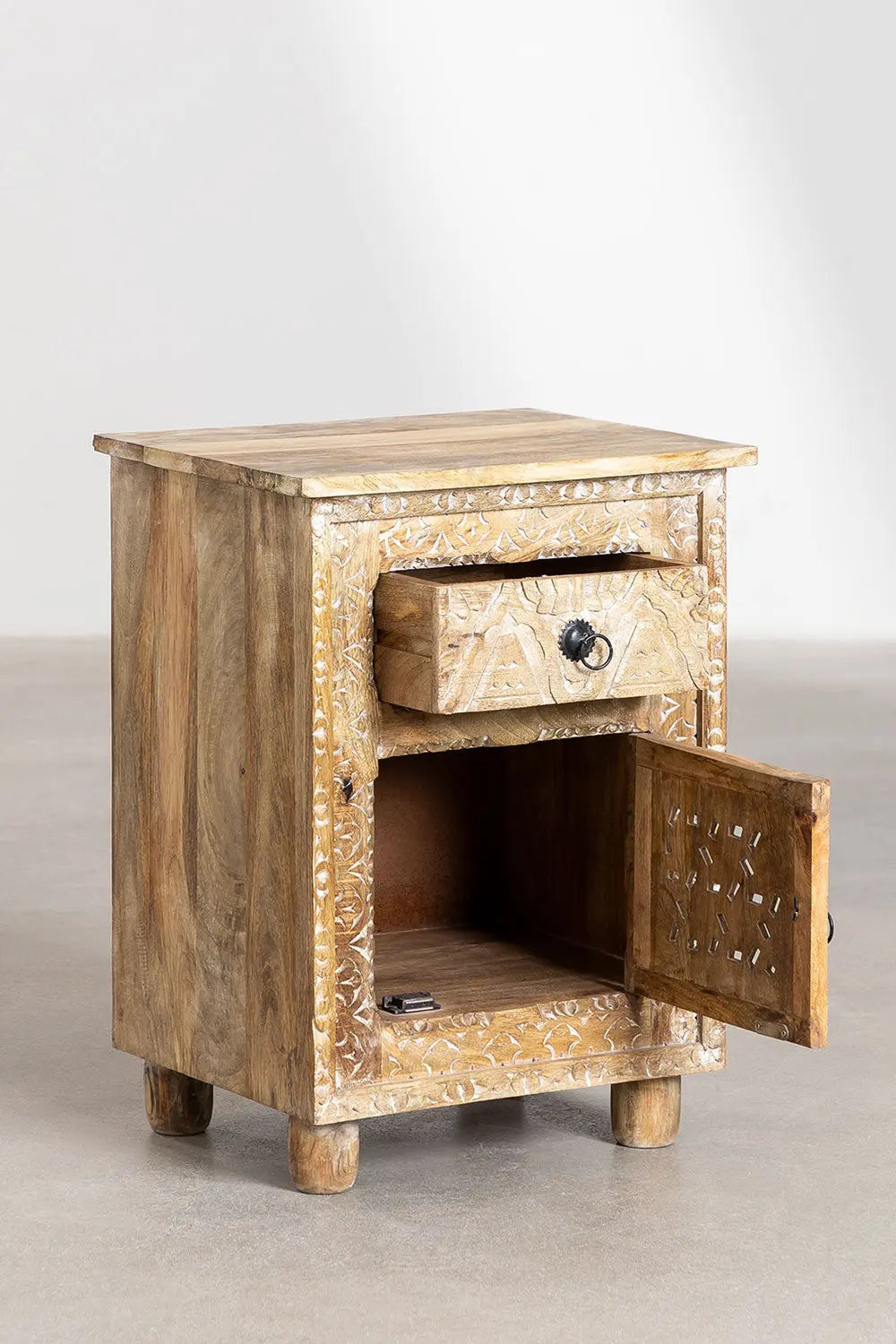 Stylish Mango Wood Bedside Table Bedside Table Artisan Craftsmanship jlhomedecor2021.myshopify.com