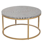 Gold Metal Round Bone Inlay Coffee Table |round wood coffee table,small table,coffee table|coffee table with stools,