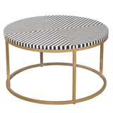 Gold Metal Round Bone Inlay Coffee Table |round wood coffee table,small table,coffee table|coffee table with stools,