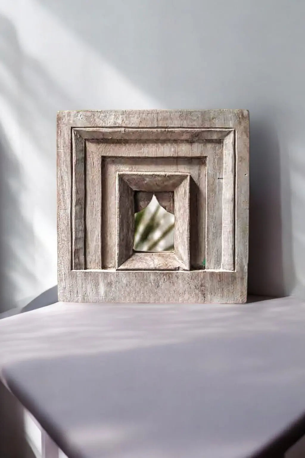 Temple Square Mirror Hand-Carved White Mirror  architectural design jlhomedecor2021.myshopify.com