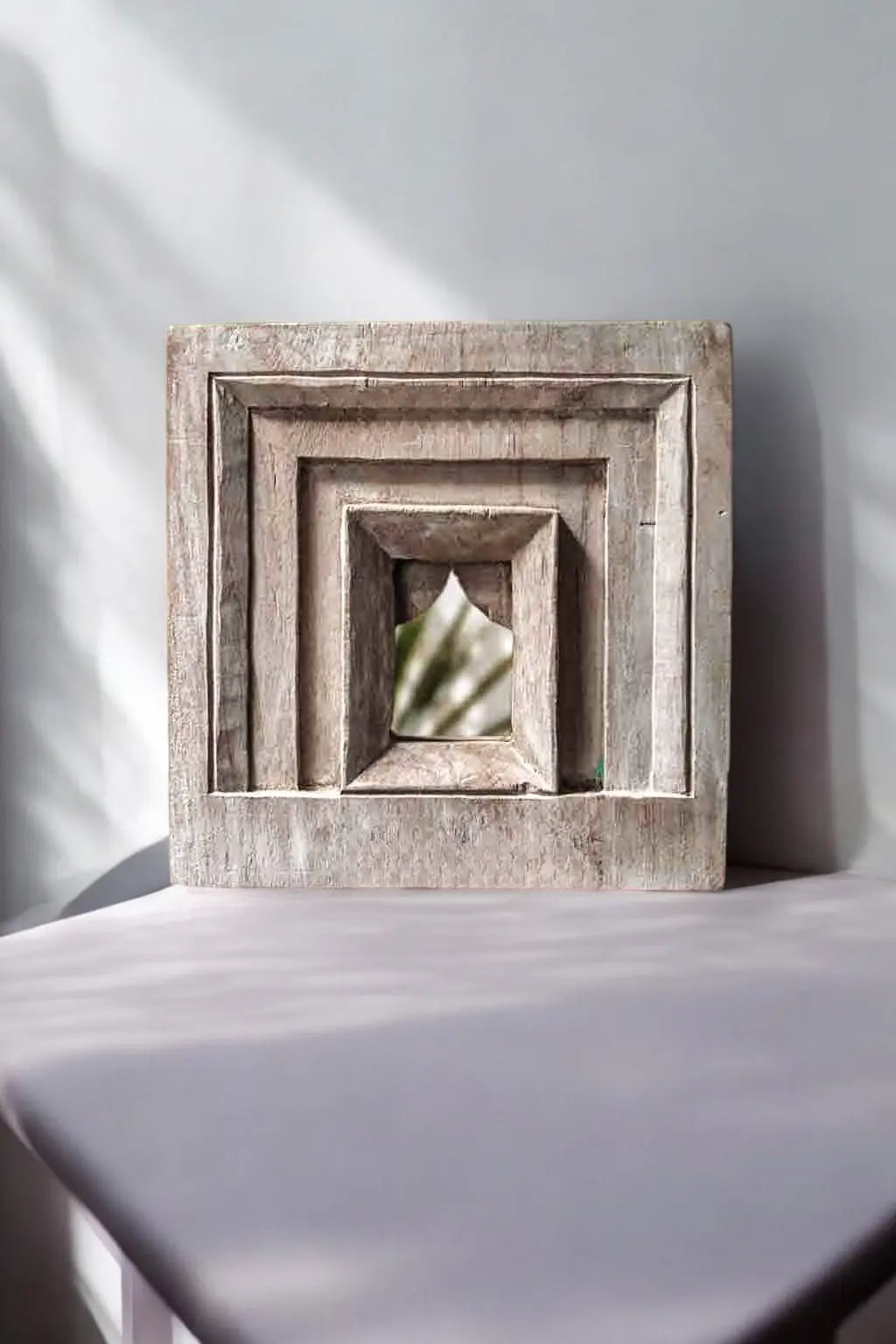 Temple Square Mirror Hand-Carved White Mirror  architectural design jlhomedecor2021.myshopify.com