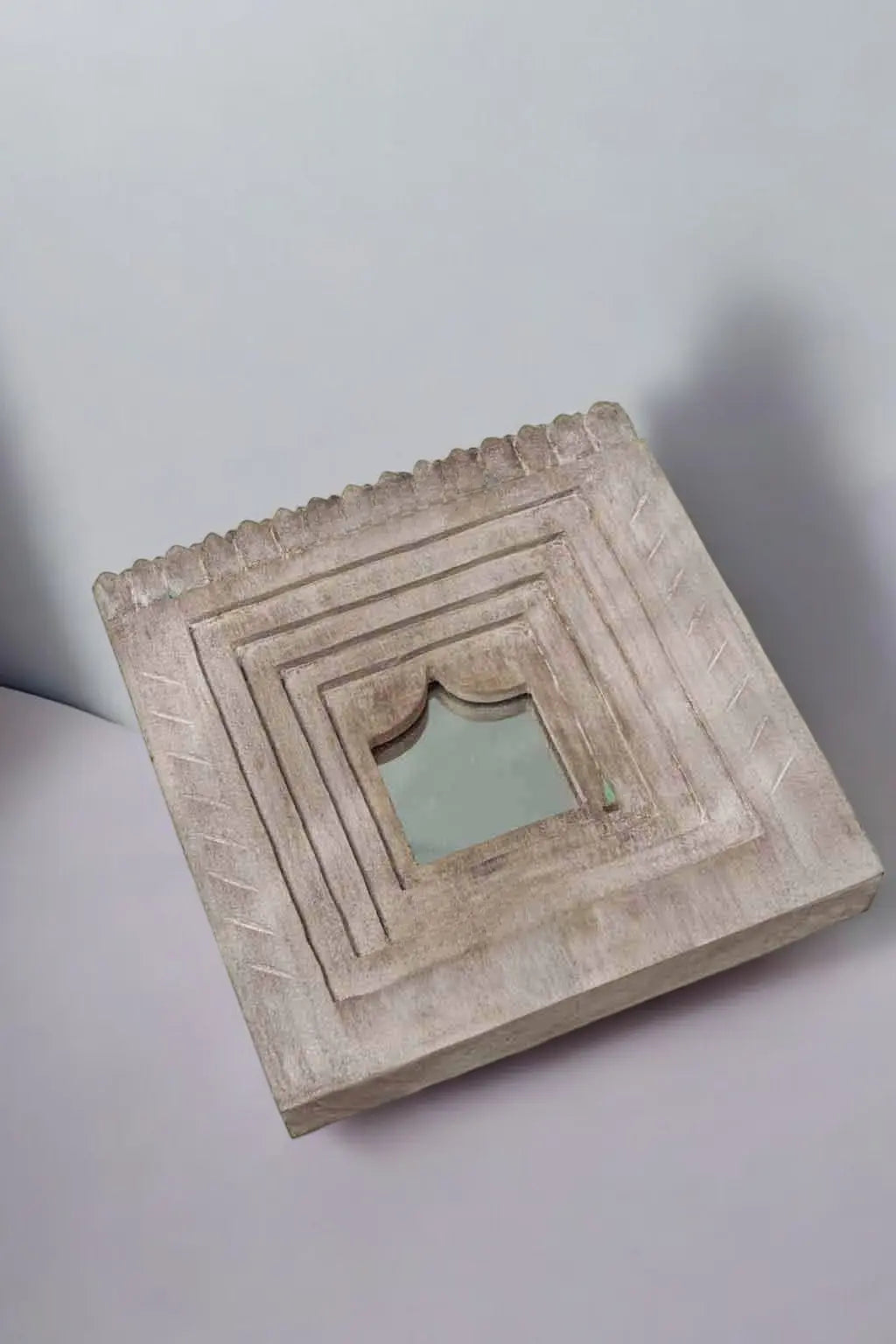Temple Square Mirror Hand-Carved White Mirror  architectural design jlhomedecor2021.myshopify.com