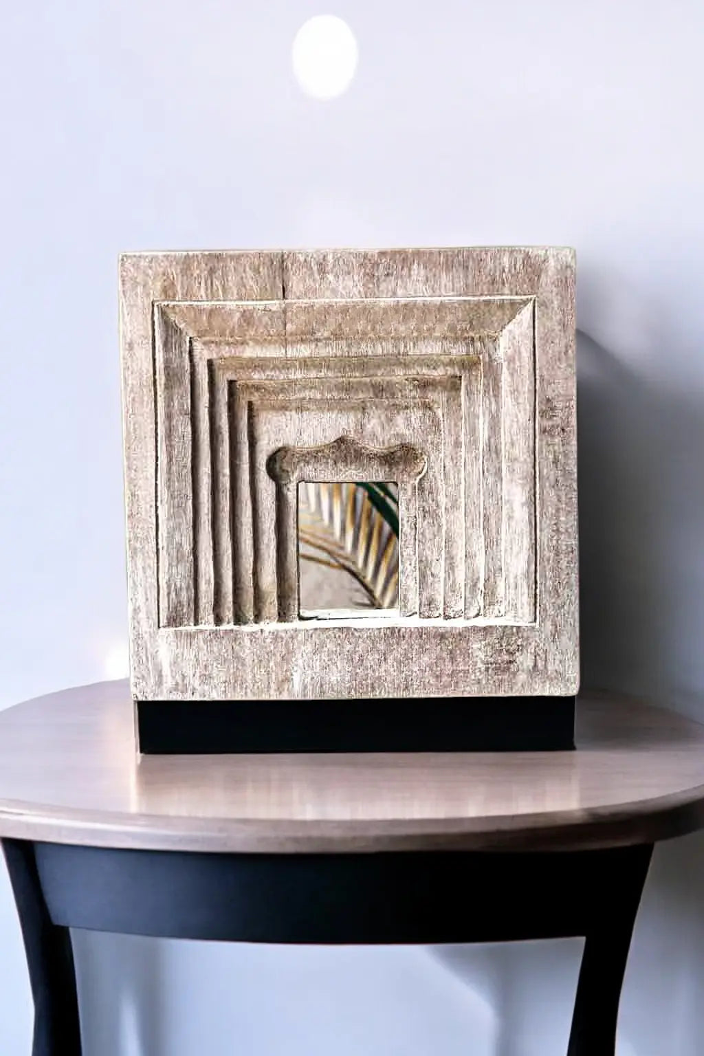 Temple Square Mirror Hand-Carved White Mirror  architectural design jlhomedecor2021.myshopify.com