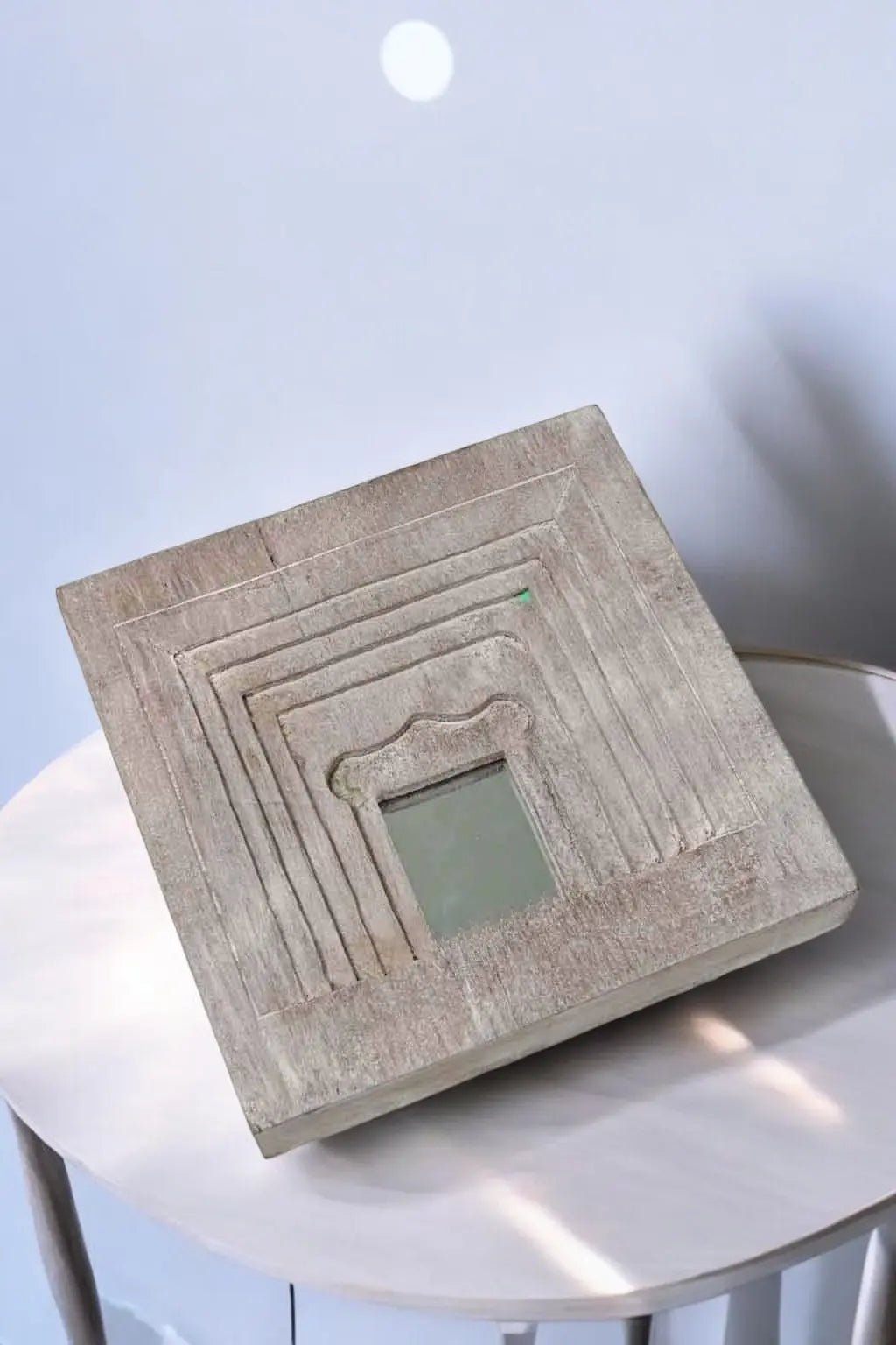 Temple Square Mirror Hand-Carved White Mirror  architectural design jlhomedecor2021.myshopify.com