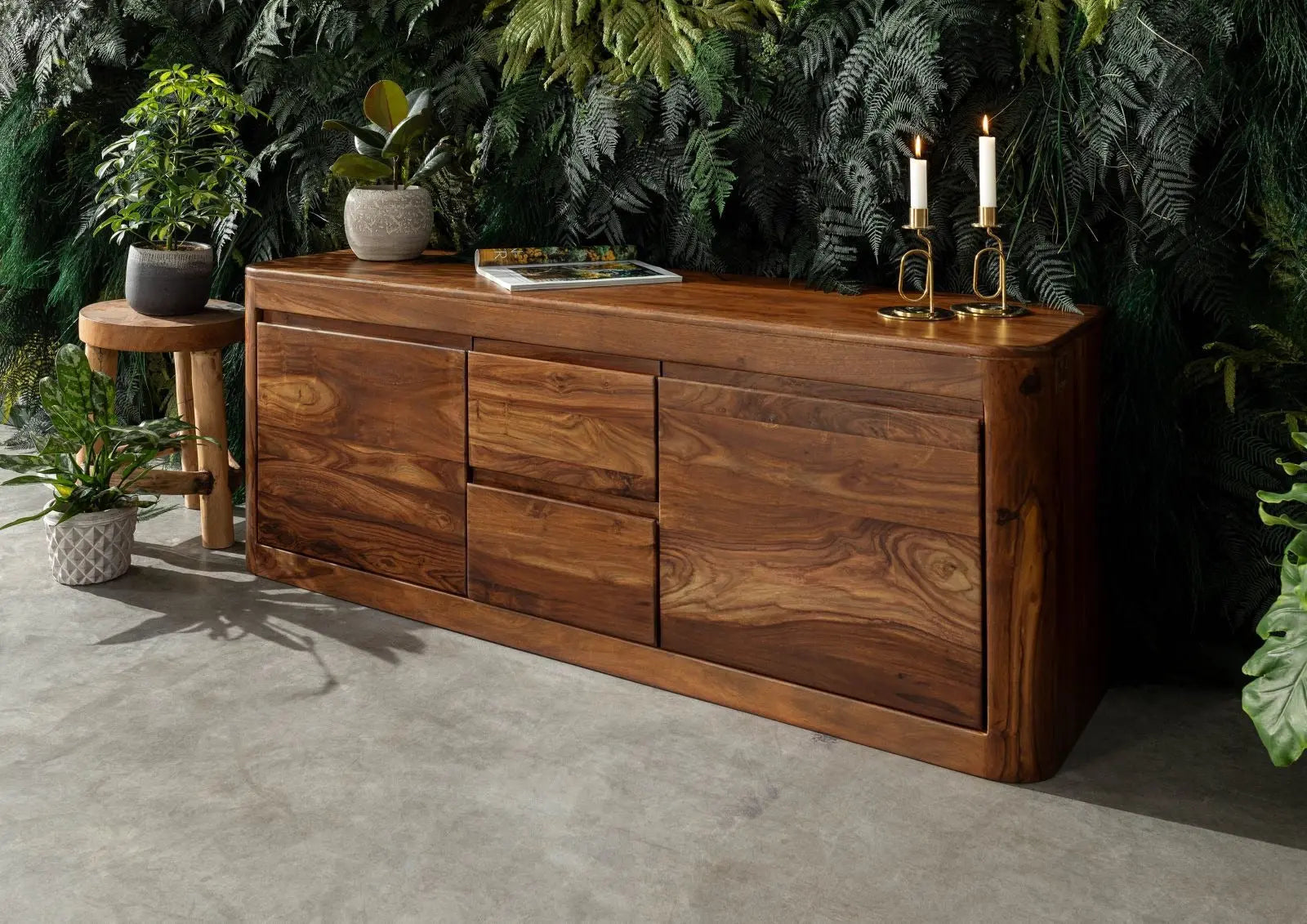 TV board Sheesham 147x40x58 walnut Sideboard 147x40x58 TV board jlhomedecor2021.myshopify.com