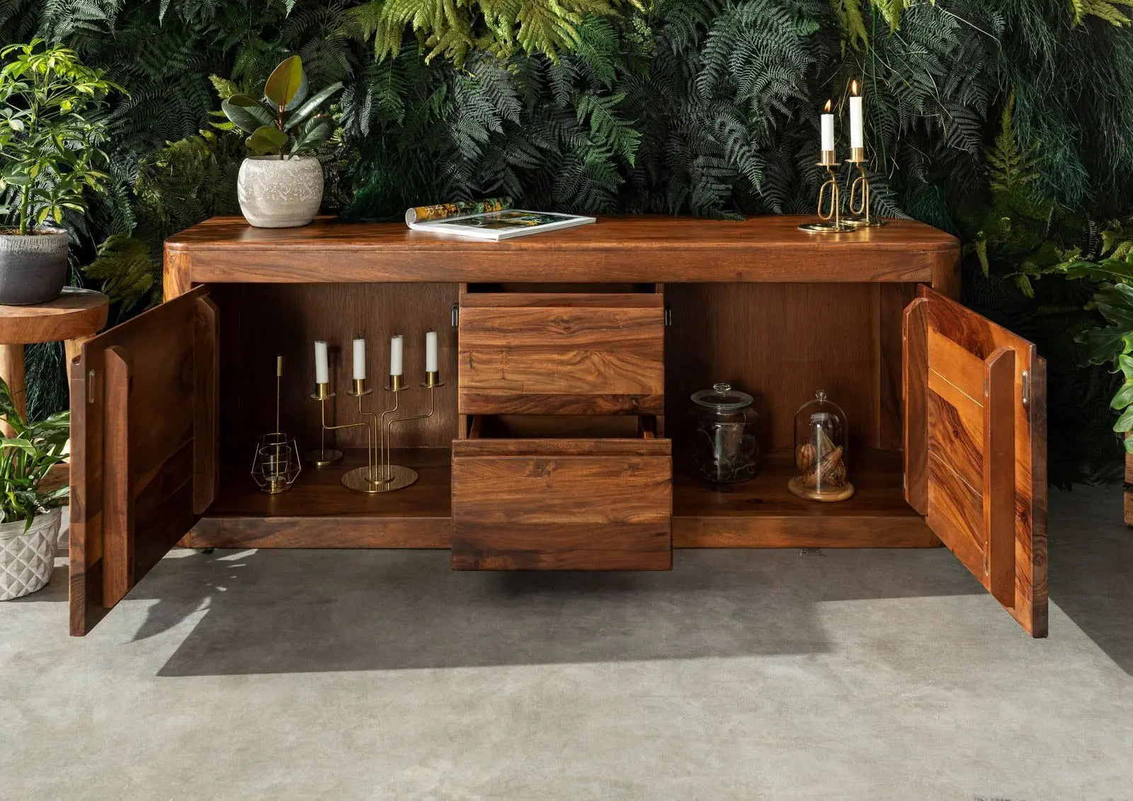 TV board Sheesham 147x40x58 walnut Sideboard 147x40x58 TV board jlhomedecor2021.myshopify.com