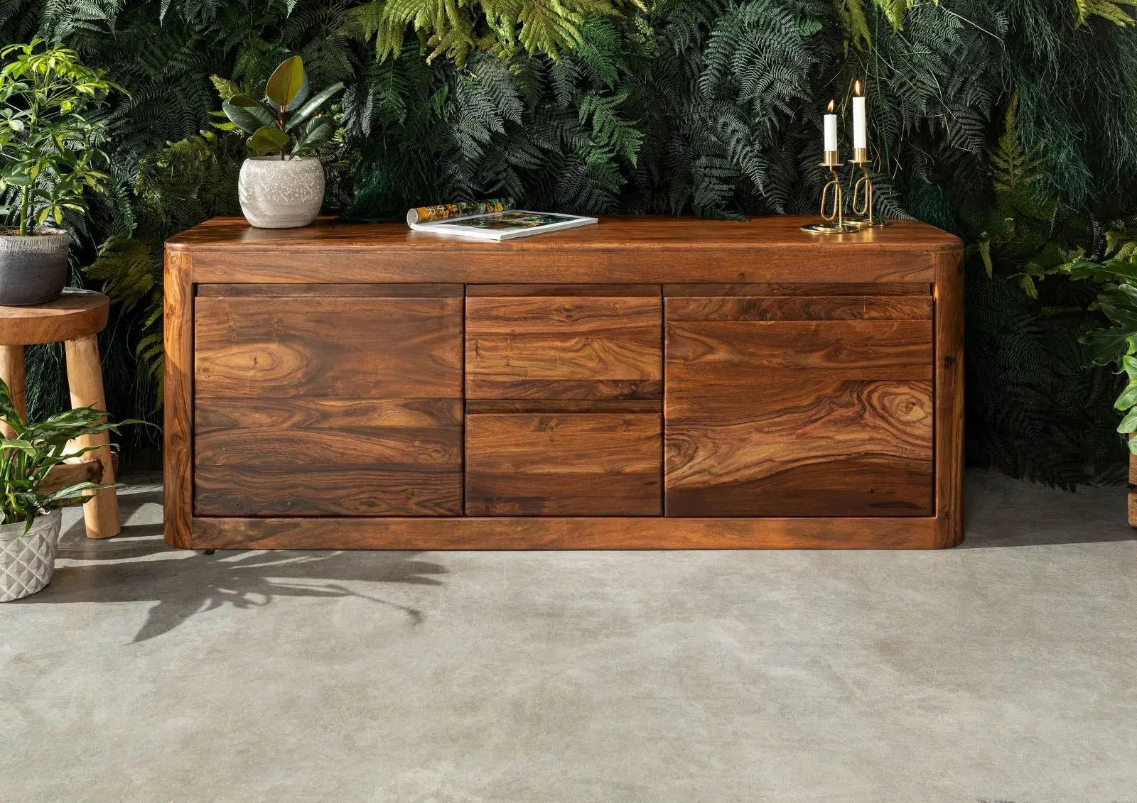TV board Sheesham 147x40x58 walnut Sideboard 147x40x58 TV board jlhomedecor2021.myshopify.com